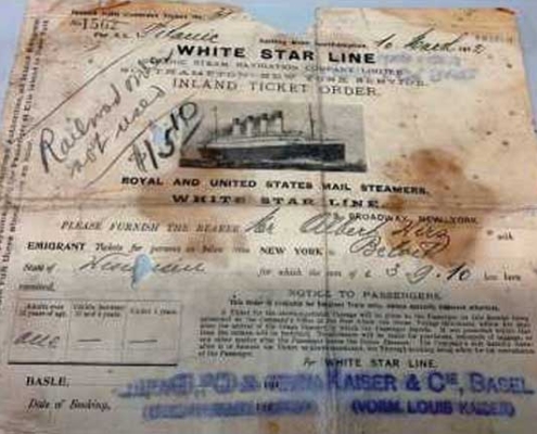 Albert Wirz Titanic Ticket