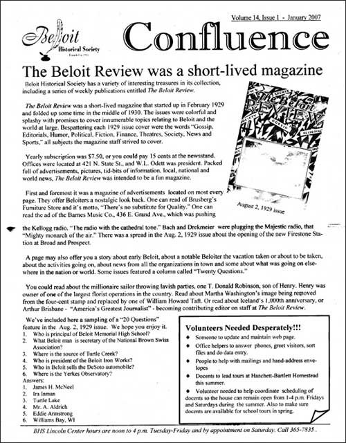 Vol. 14, Issue 1 Confluence (Jan 2007)