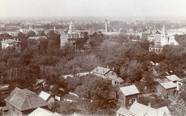 Beloit College view from First Congregational Church Steeple | Beloit Historical Society