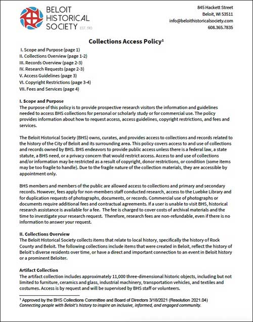 Collections Access Policy